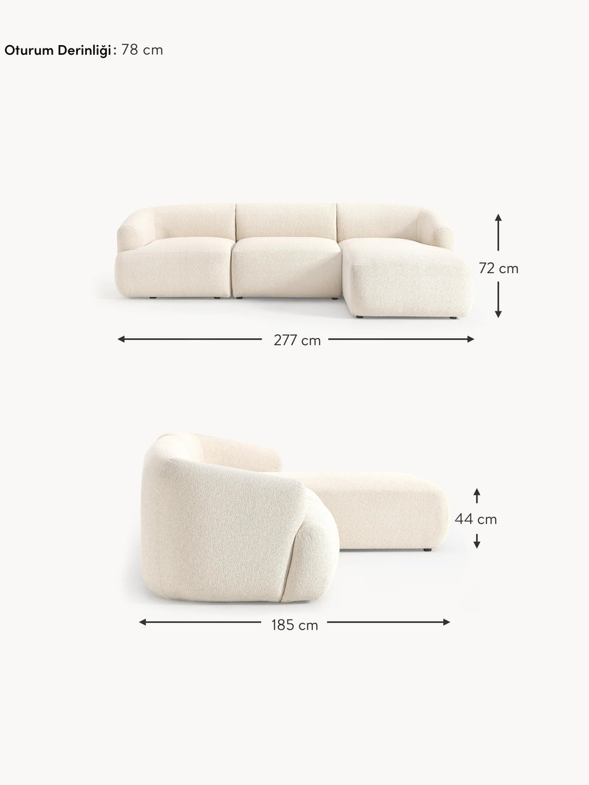 Modern Köşe Koltuk Kırık Beyaz Bukle