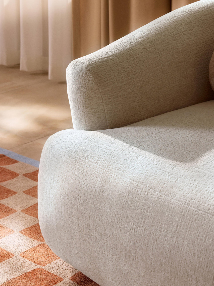 Modern Köşe Koltuk Kırık Beyaz Dokuma Kadife