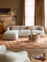 Modern Köşe Koltuk Kırık Beyaz Dokuma Kadife