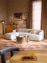 Modern Köşe Koltuk Kırık Beyaz Dokuma Kadife