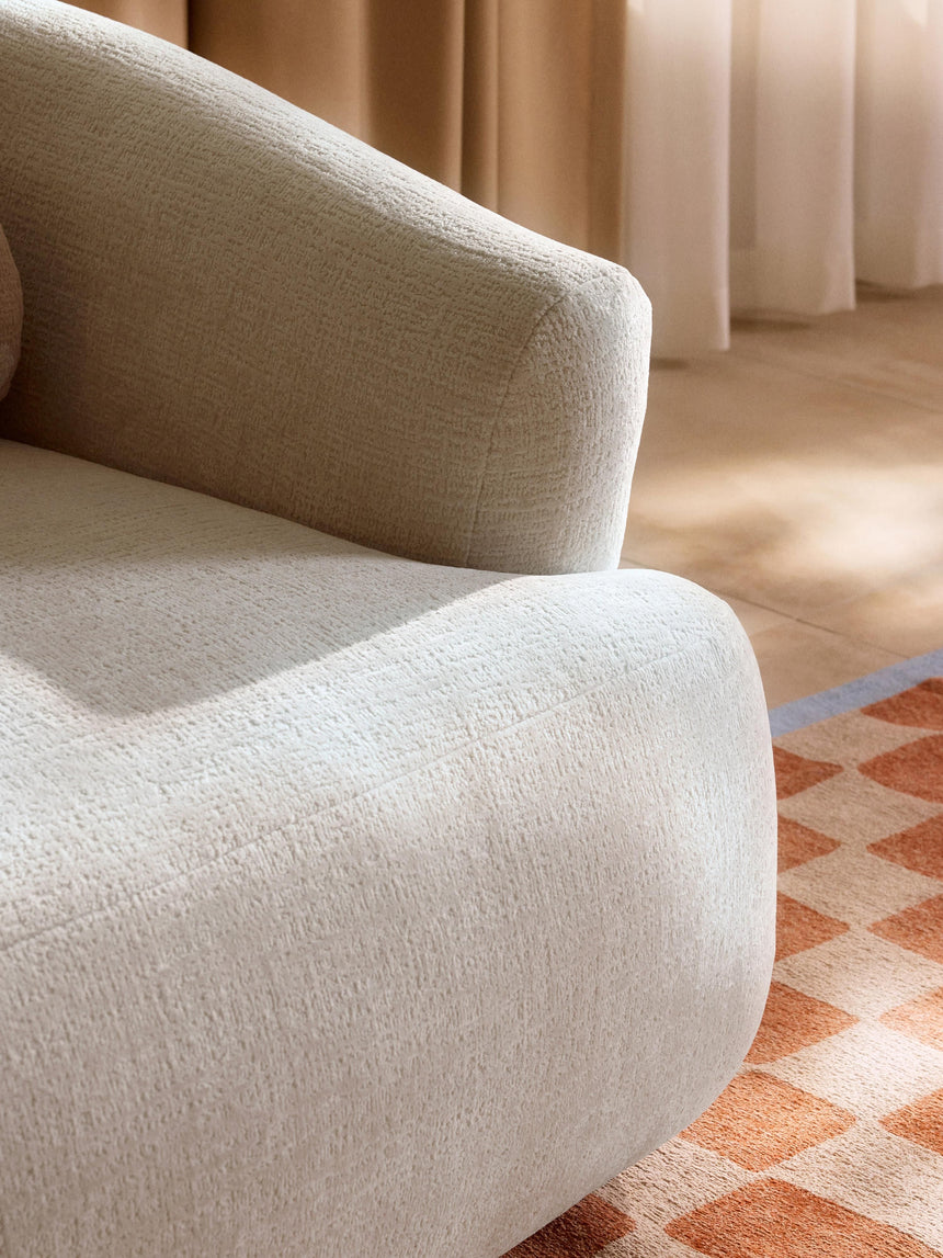 Modern Köşe Koltuk Kırık Beyaz Dokuma Kadife