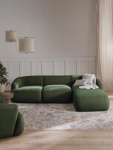 Modern Köşe Koltuk Koyu Yeşil Bukle
