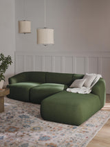 Modern Köşe Koltuk Koyu Yeşil Bukle