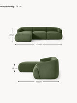 Modern Köşe Koltuk Koyu Yeşil Bukle