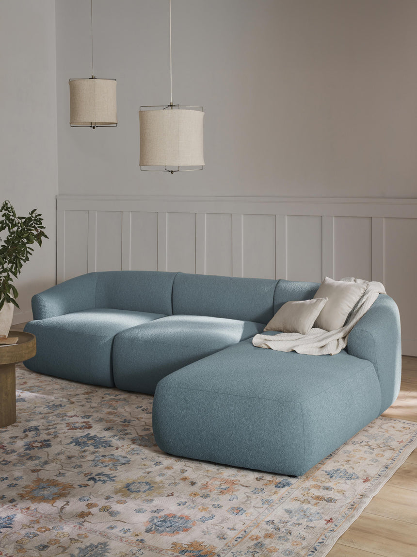 Modern Köşe Koltuk Mavi Bukle