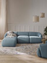Modern Köşe Koltuk Mavi Bukle