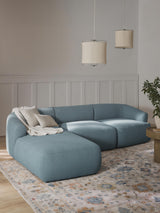 Modern Köşe Koltuk Mavi Bukle