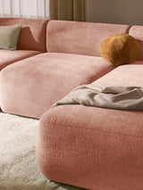 Modern Köşe Koltuk Şeftali Dokuma Kadife