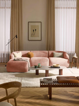 Modern Köşe Koltuk Şeftali Dokuma Kadife