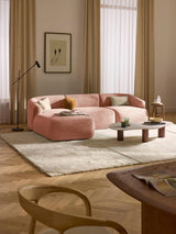 Modern Köşe Koltuk Şeftali Dokuma Kadife