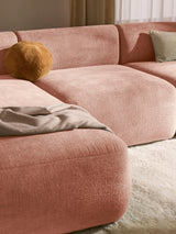 Modern Köşe Koltuk Şeftali Dokuma Kadife