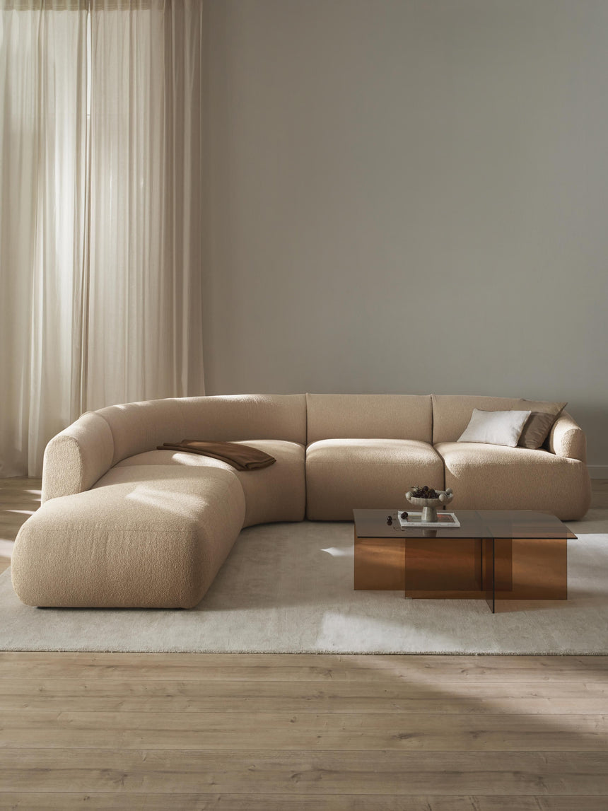 Modern Large Köşe Koltuk Açık Bej Bukle