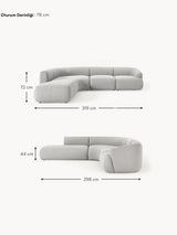 Modern Large Köşe Koltuk Açık Gri Bukle