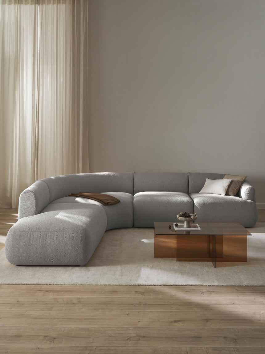 Modern Large Köşe Koltuk Açık Gri Bukle