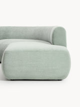 Modern Large Köşe Koltuk Adaçayı Yeşili Dokuma Kadife