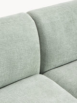 Modern Large Köşe Koltuk Adaçayı Yeşili Dokuma Kadife