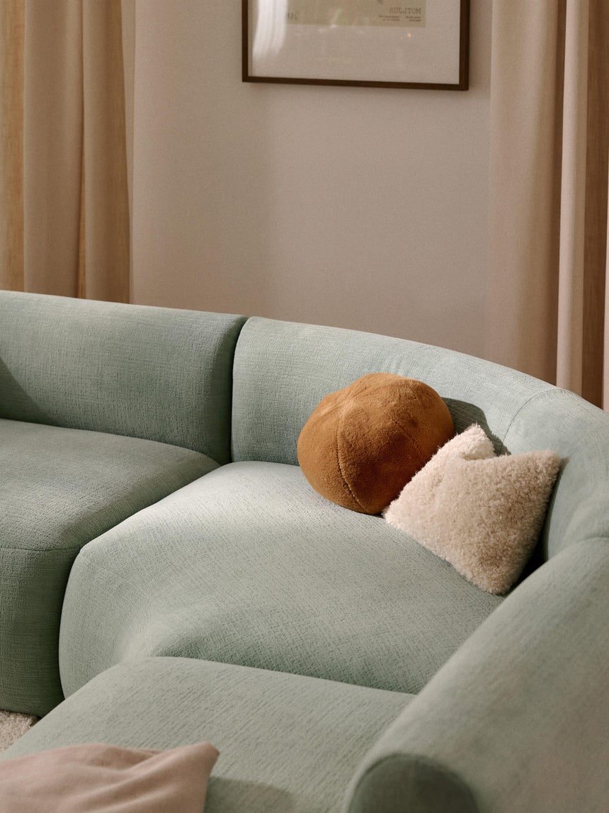 Modern Large Köşe Koltuk Adaçayı Yeşili Dokuma Kadife