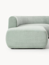 Modern Large Köşe Koltuk Adaçayı Yeşili Dokuma Kadife