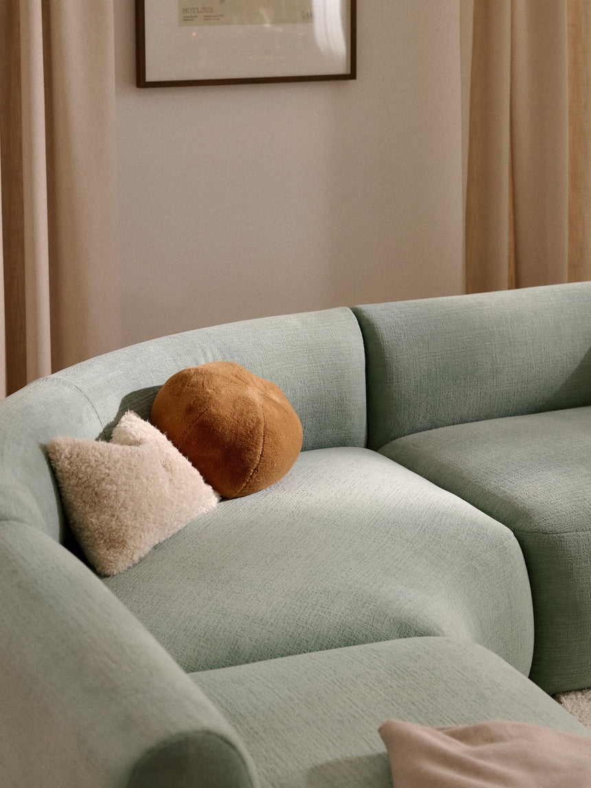 Modern Large Köşe Koltuk Adaçayı Yeşili Dokuma Kadife