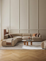 Modern Large Köşe Koltuk Bej Dokuma Kumaş