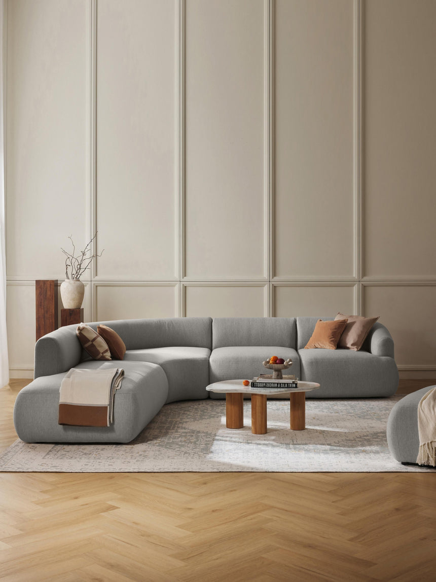 Modern Large Köşe Koltuk Gri Dokuma Kumaş