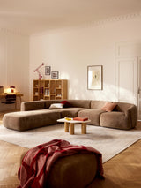 Modern Large Köşe Koltuk Kahve Dokuma Kadife