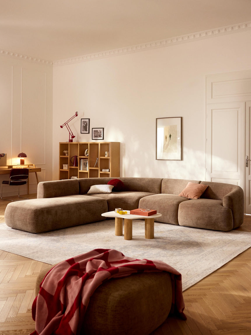 Modern Large Köşe Koltuk Kahve Dokuma Kadife