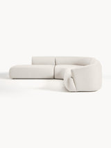 Modern Large Köşe Koltuk Kırık Beyaz Dokuma Kumaş