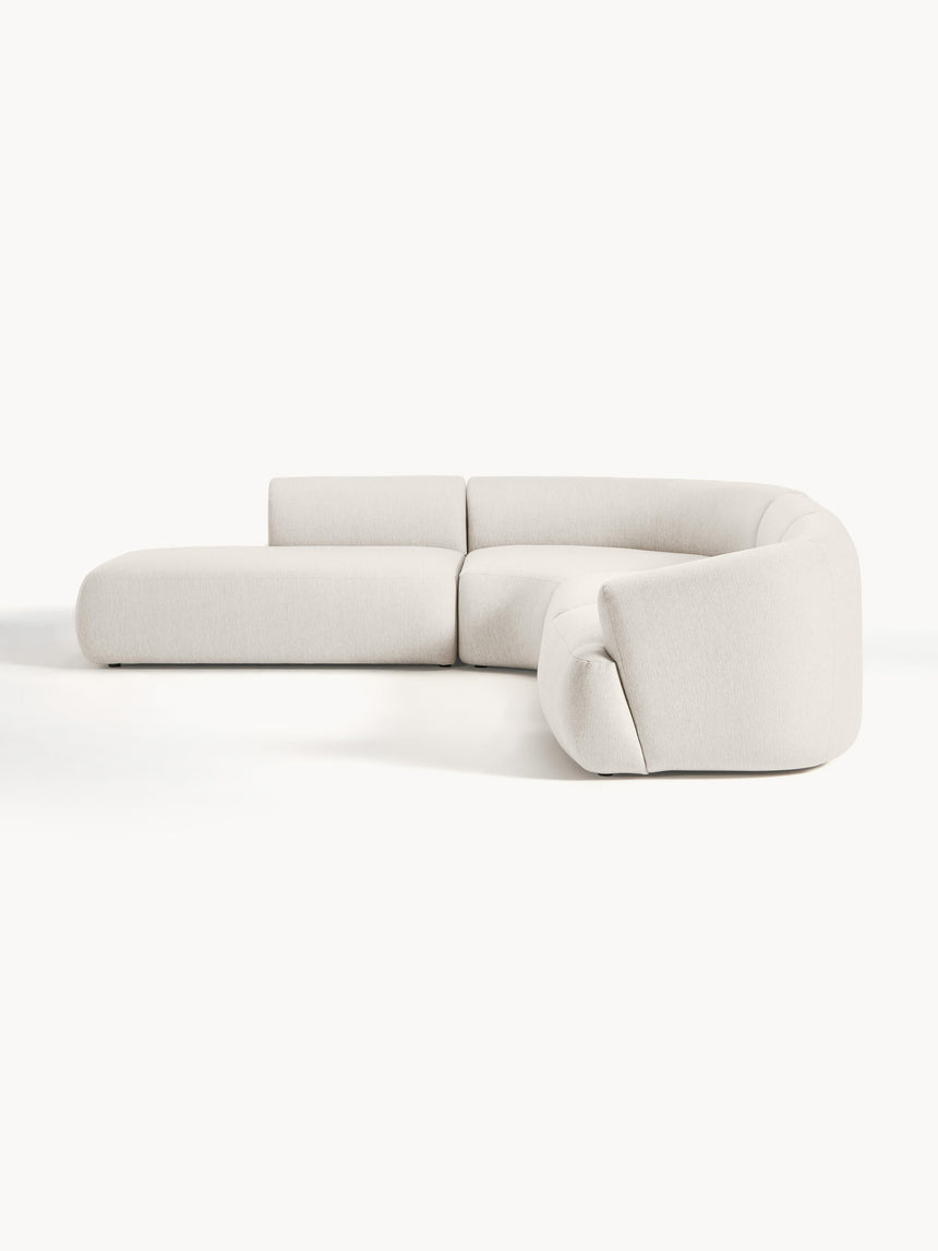 Modern Large Köşe Koltuk Kırık Beyaz Dokuma Kumaş