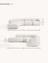 Modern Large Köşe Koltuk Kırık Beyaz Dokuma Kumaş