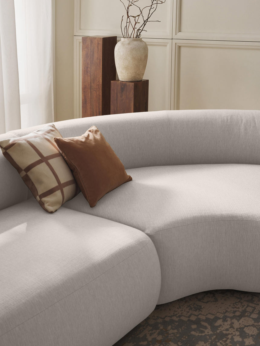 Modern Large Köşe Koltuk Kırık Beyaz Dokuma Kumaş