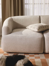 Modern Large Köşe Koltuk Kırık Beyaz Dokuma Kadife