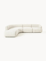 Modern Large Köşe Koltuk Kırık Beyaz Dokuma Kadife