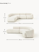 Modern Large Köşe Koltuk Kırık Beyaz Dokuma Kadife