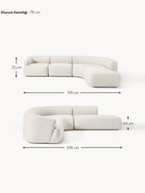 Modern Large Köşe Koltuk Kırık Beyaz Dokuma Kumaş