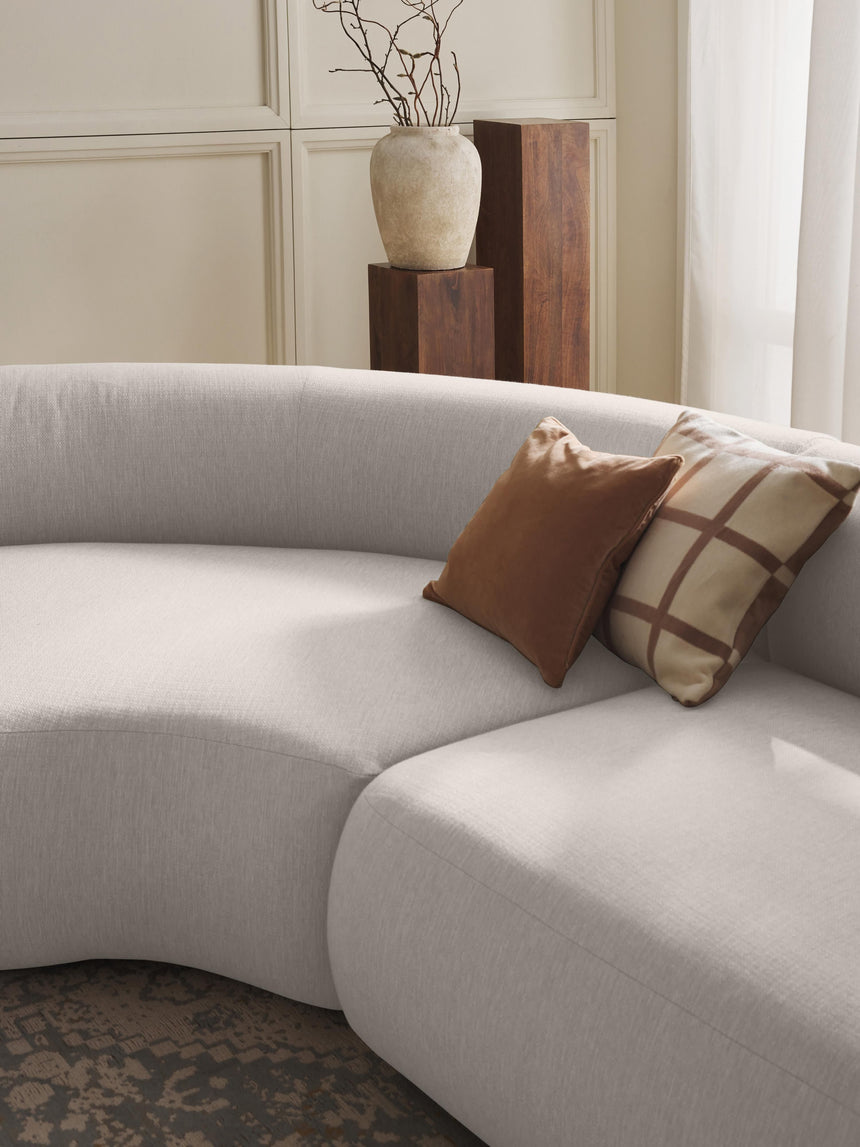 Modern Large Köşe Koltuk Kırık Beyaz Dokuma Kumaş