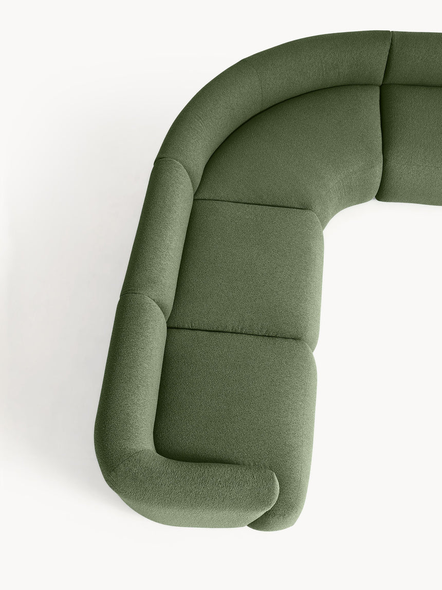 Modern Large Köşe Koltuk Koyu Yeşil Bukle