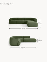 Modern Large Köşe Koltuk Koyu Yeşil Bukle