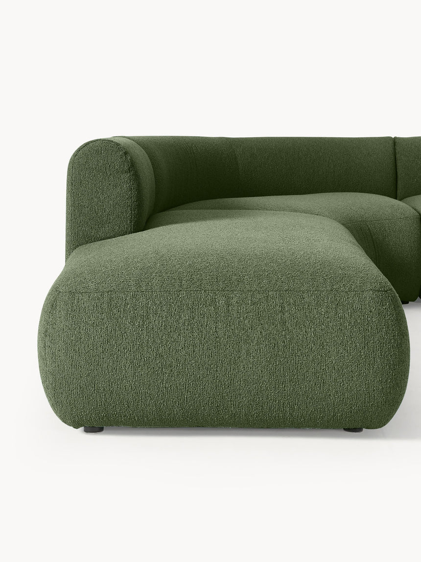 Modern Large Köşe Koltuk Koyu Yeşil Bukle