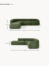 Modern Large Köşe Koltuk Koyu Yeşil Bukle
