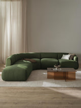 Modern Large Köşe Koltuk Koyu Yeşil Bukle