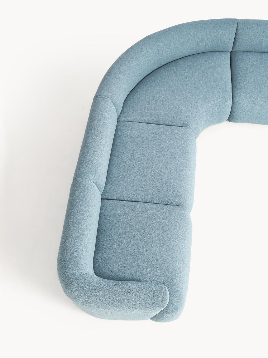 Modern Large Köşe Koltuk Mavi Bukle