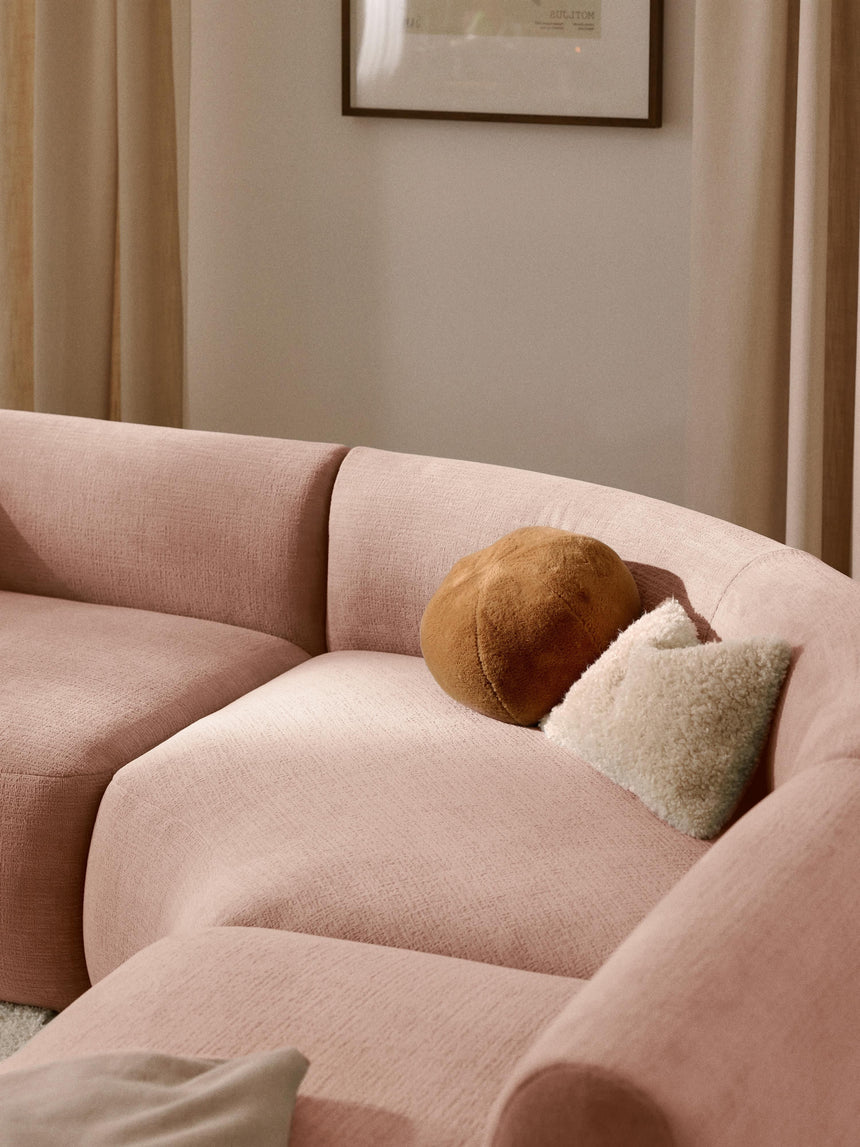 Modern Large Köşe Koltuk Şeftali Dokuma Kadife