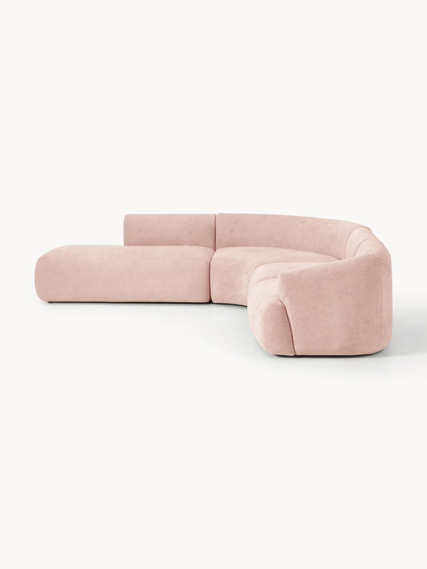 Modern Large Köşe Koltuk Şeftali Dokuma Kadife