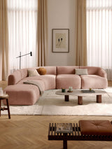 Modern Large Köşe Koltuk Şeftali Dokuma Kadife
