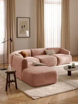 Modern Large Köşe Koltuk Şeftali Dokuma Kadife