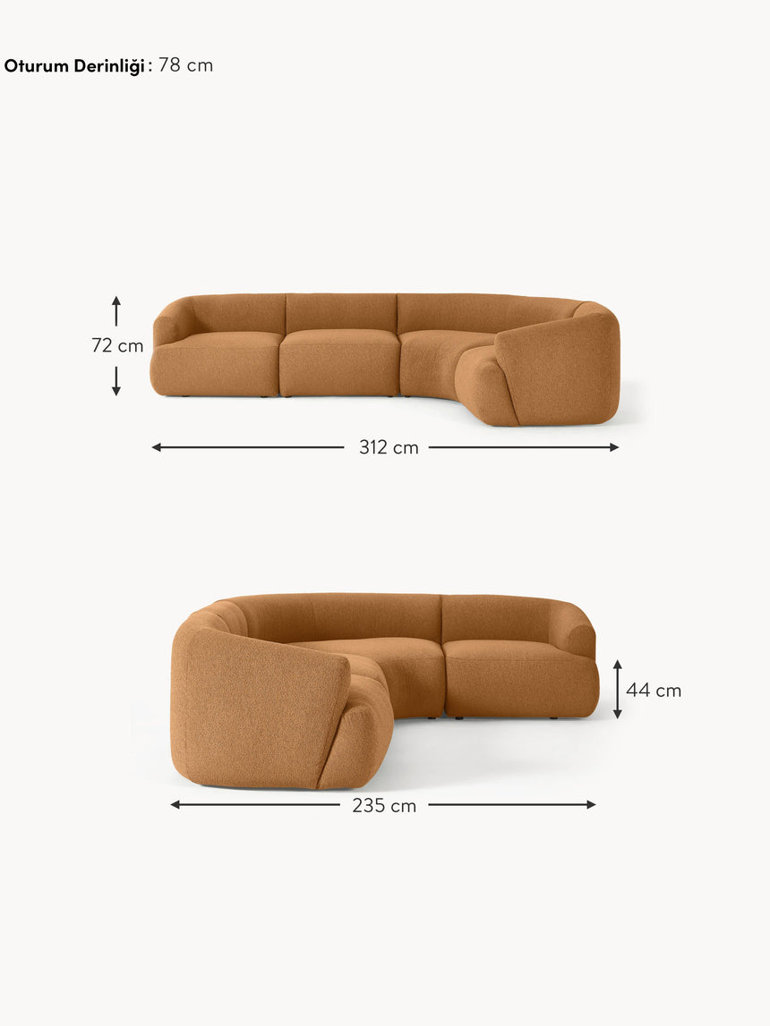 Modern Plus Köşe Koltuk Açık Kahve Bukle