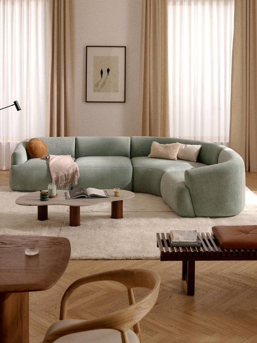 Modern Plus Köşe Koltuk Adaçayı Yeşili Dokuma Kadife