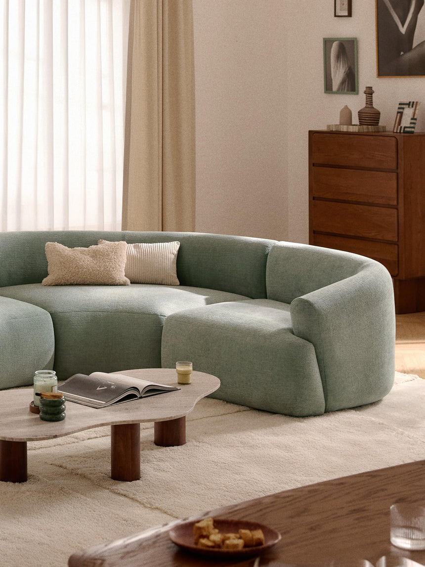 Modern Plus Köşe Koltuk Adaçayı Yeşili Dokuma Kadife