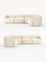 Modern Plus Köşe Koltuk Kırık Beyaz Bukle